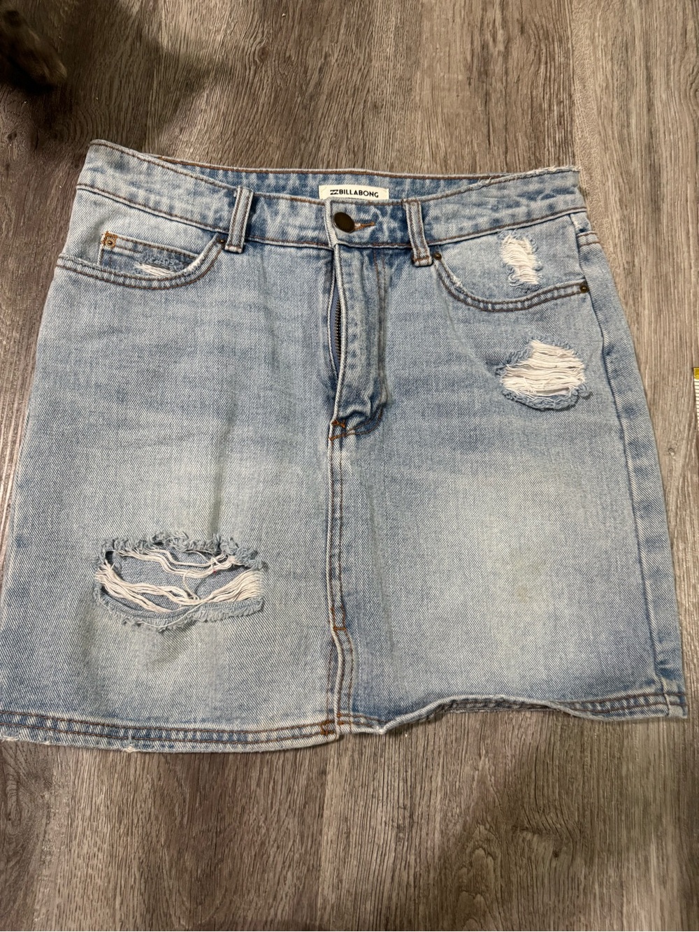 Billabong Light Blue Distressed Denim Skirt size 27